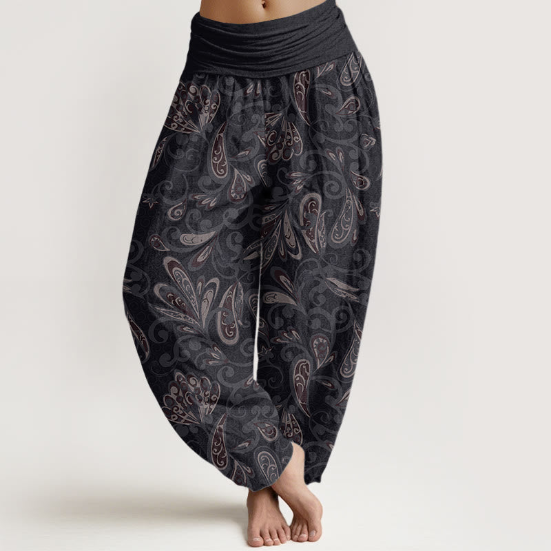 Cotton Casual Flower Petals Design Women's Elastic Waist Harem Pants