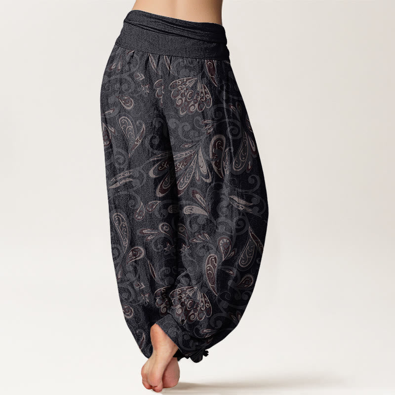 Cotton Casual Flower Petals Design Women's Elastic Waist Harem Pants