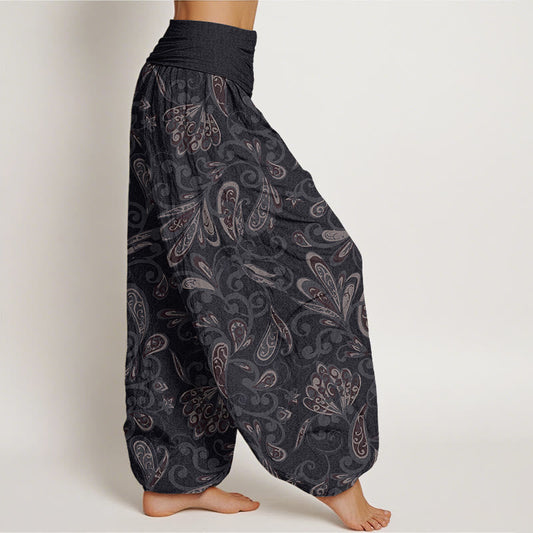 Cotton Casual Flower Petals Design Women's Elastic Waist Harem Pants