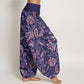 Cotton Casual Flower Petals Design Women's Elastic Waist Harem Pants
