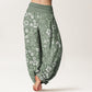 Cotton Small Flowers Intertwining Branches Women's Elastic Waist Harem Pants