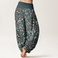 Cotton Small Flowers Intertwining Branches Women's Elastic Waist Harem Pants