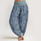 Cotton Small Flowers Intertwining Branches Women's Elastic Waist Harem Pants
