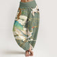 Cotton Flying Cranes Auspicious Clouds Tree women's Elastic Waist Harem Pants
