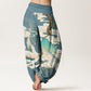 Cotton Flying Cranes Auspicious Clouds Tree women's Elastic Waist Harem Pants