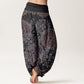 Cotton Mandala Pattern Leaves Women's Elastic Waist Harem Pants