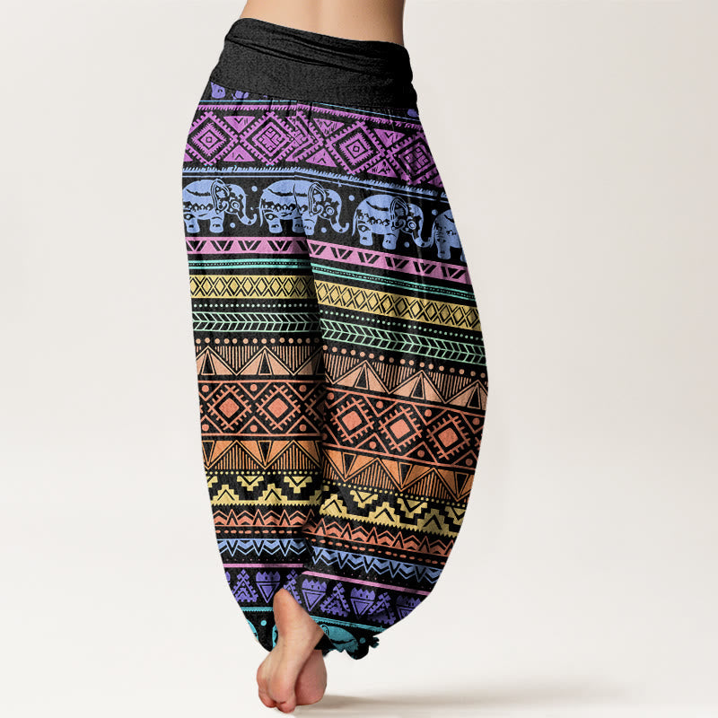 Cotton Casual Elephant Geometric Figure Women's Elastic Waist Harem Pants