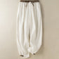 Plain Cotton Drawstring Women's Harem Pants With Pockets