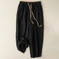Casual Solid Color Cotton Linen Drawstring Women's Pants With Pockets