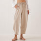 Casual Plain Loose Drawstring Women's Polyester 7/8 Length Pants  With Pockets