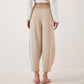Casual Plain Loose Drawstring Women's Polyester 7/8 Length Pants  With Pockets