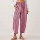 Casual Plain Loose Drawstring Women's Polyester 7/8 Length Pants  With Pockets