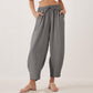 Casual Plain Loose Drawstring Women's Polyester 7/8 Length Pants  With Pockets