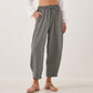 Casual Plain Loose Drawstring Women's Polyester 7/8 Length Pants  With Pockets