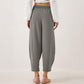 Casual Plain Loose Drawstring Women's Polyester 7/8 Length Pants  With Pockets