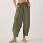 Casual Plain Loose Drawstring Women's Polyester 7/8 Length Pants  With Pockets
