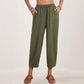 Casual Plain Loose Drawstring Women's Polyester 7/8 Length Pants  With Pockets
