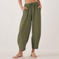 Casual Plain Loose Drawstring Women's Polyester 7/8 Length Pants  With Pockets