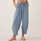 Casual Plain Loose Drawstring Women's Polyester 7/8 Length Pants  With Pockets