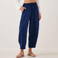Casual Plain Loose Drawstring Women's Polyester 7/8 Length Pants  With Pockets