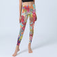 Colorful Flowers Leaves Print Gym Fitness Leggings Women's Yoga Pants