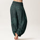 Cotton Koi Fish Floral Pattern Women's Elastic Waist Harem Pants
