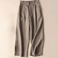 Commute Solid Color Drawstring 7-8 Length Cotton Linen Women's Wide Leg Pants With Pockets