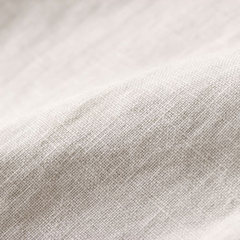 Commute Solid Color Drawstring 7-8 Length Cotton Linen Women's Wide Leg Pants With Pockets