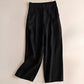 Commute Solid Color Drawstring 7-8 Length Cotton Linen Women's Wide Leg Pants With Pockets