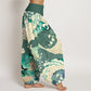 Cotton Flower Wave Pattern Women's Elastic Waist Harem Pants