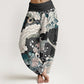 Cotton Flower Wave Pattern Women's Elastic Waist Harem Pants