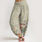 Cotton Various Flowers Pattern Women's Elastic Waist Harem Pants