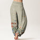 Cotton Various Flowers Pattern Women's Elastic Waist Harem Pants