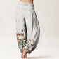 Cotton Various Flowers Pattern Women's Elastic Waist Harem Pants