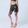 Pink Cherry Blossoms Print Exercise Leggings Women's Yoga Pants