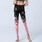 Pink Cherry Blossoms Print Exercise Leggings Women's Yoga Pants