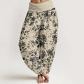 Cotton Leaves Design Women's Elastic Waist Harem Pants