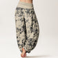 Cotton Leaves Design Women's Elastic Waist Harem Pants