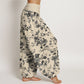 Cotton Leaves Design Women's Elastic Waist Harem Pants