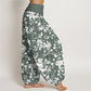 Cotton Leaves Design Women's Elastic Waist Harem Pants