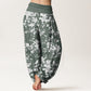 Cotton Leaves Design Women's Elastic Waist Harem Pants