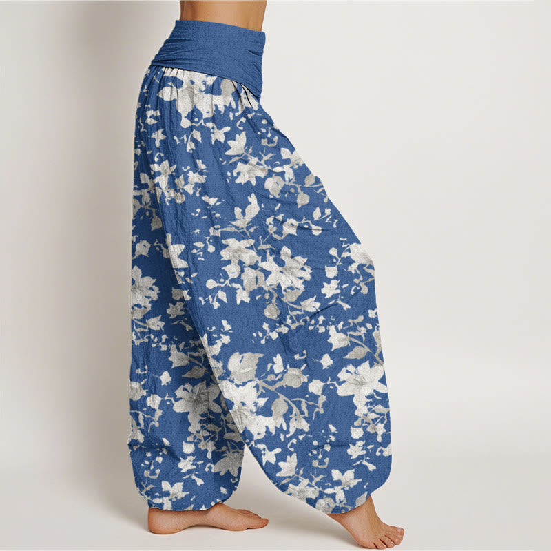 Cotton Leaves Design Women's Elastic Waist Harem Pants