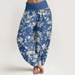 Cotton Leaves Design Women's Elastic Waist Harem Pants