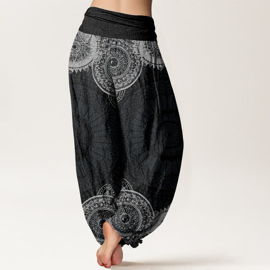 Cotton Circular Mandala Design Women's Elastic Waist Harem Pants