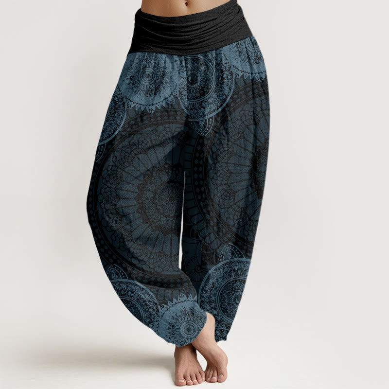 Cotton Circular Mandala Design Women's Elastic Waist Harem Pants