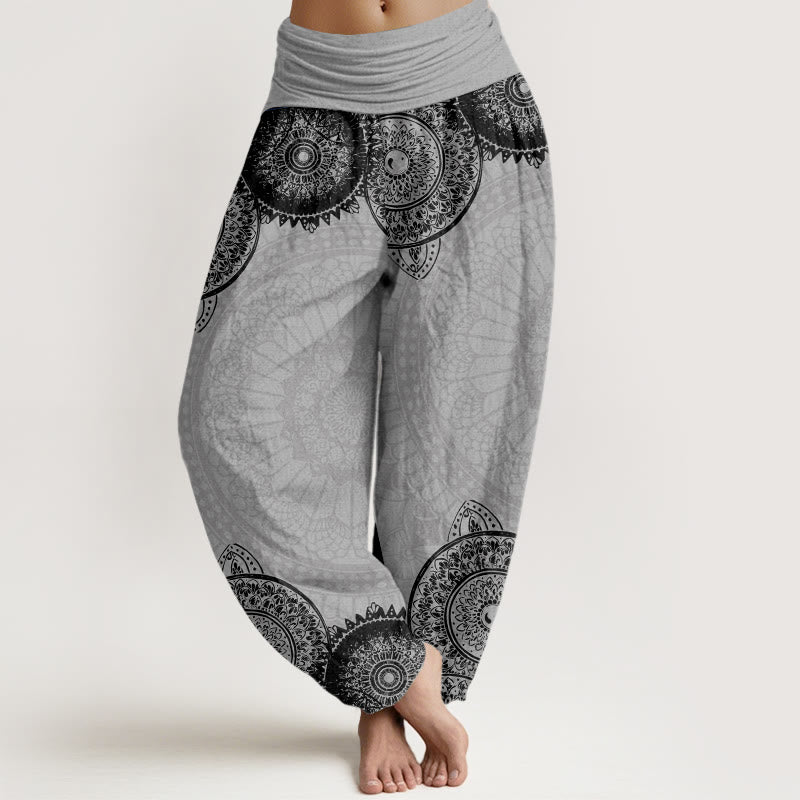 Cotton Circular Mandala Design Women's Elastic Waist Harem Pants
