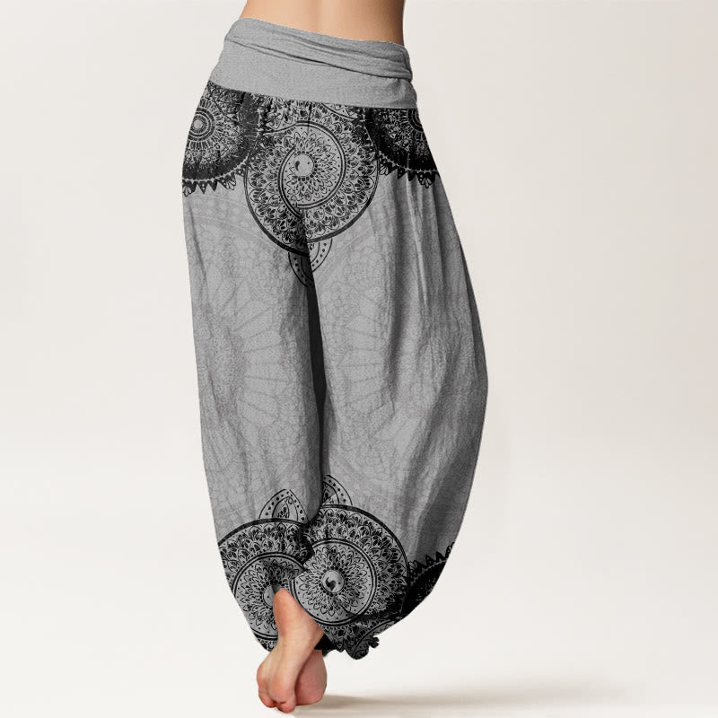 Cotton Circular Mandala Design Women's Elastic Waist Harem Pants