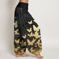 Cotton Casual Golden Butterfly Pattern Women's Elastic Waist Harem Pants