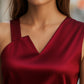 Sleek Asymmetrical Neck Satin Blouse