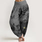 Cotton Butterfly Flowers Pattern Women's Elastic Waist Harem Pants